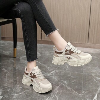 New Spring/Summer Popular Chunky Shoes Korean Style Women's Shoes With Thick Sole And Breathable Mesh Upper For Height Increasing