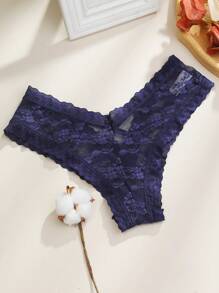 3pcs/Set Women's Lace Hollow Out Flower Design Sexy Thongs Lingerie