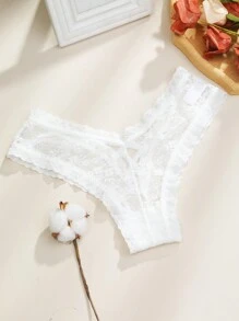 3pcs/Set Women's Lace Hollow Out Flower Design Sexy Thongs Lingerie