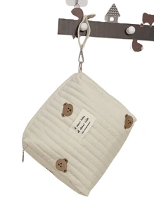 1 Pieza Bolsa Portátil Para Biberones De Bebé En Color Beige, Adecuada Para Todas Las Estaciones, Se Puede Colgar En El Cochecito, Con Múltiples Bolsillos Para Pañales Y Otras Necesidades, Ideal Para Viajes Diarios - Beis - Ver 1