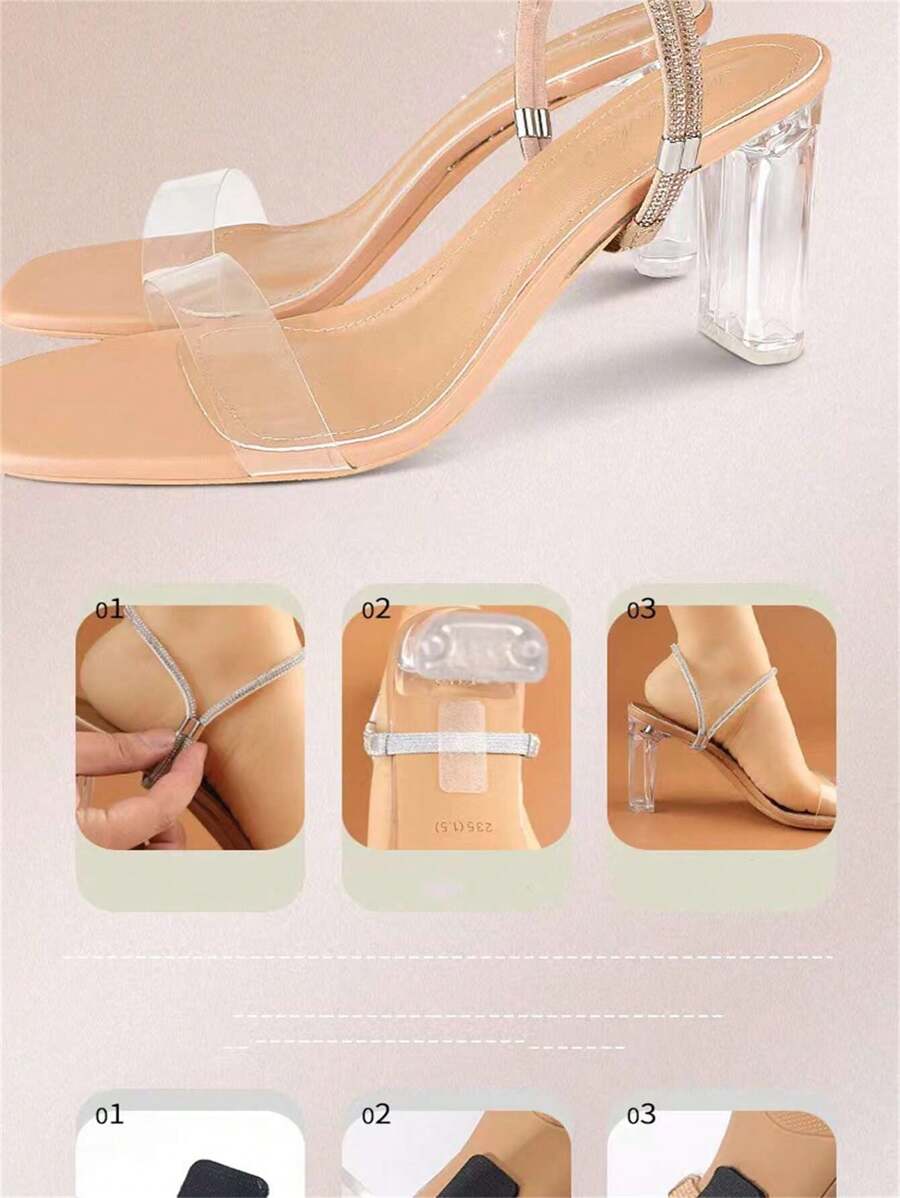 Detachable High Heel Shoe Strap With Rhinestone Decor, Prevent Shoes
