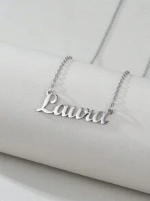 1 Peça Pingente Colar De Aço Inoxidável Dourado E Prateado Com Letra Em Inglês, Colar Fashion Simples E Versátil Para Homens E Mulheres(no Máximo 1 Nome Em Inglês)