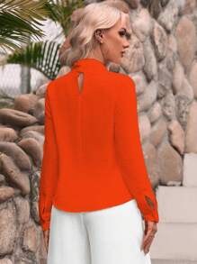 ADD WOMEN'S FASHION - 1146 Formal Shirt, Long Sleeve, Light, Modern, Elegant, Casual - trái cam - Xem 3