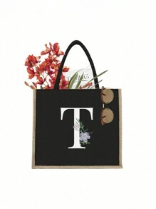 Túi xách màu đen in chữ 1 chiếc với thiết kế viền vải lanh màu vàng, đơn giản và hào phóng, quà tặng ngày lễ tình nhân, túi quà cưới cá nhân cho phù dâu nữ, túi trang điểm, túi lưu trữ du lịch đơn giản, ví mỹ phẩm màu trơn, túi trang điểm du lịch sức chứa lớn: Rất thích hợp cho hoạt động ngoài trời Sắc đẹp! Thích hợp cho đám cưới, bãi biển và ngày lễ, đây là một món quà tuyệt vời cho phụ nữ, mẹ, giáo viên, bạn bè và phù dâu. Túi lớn thích hợp cho học sinh, sinh viên đi học trở lại và giáo viên. Nó là - màu đen - Xem 18