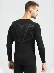 3pcs Men's Long Sleeve Thermal Lined Black T-Shirt Gym Clothes Men Basic T-Shirt - Black - View 4