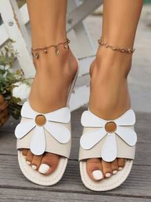 向日葵女士平底凉鞋，时尚户外，百搭，韩版，学生，沙滩，夏季 - 杏色 - 查看 5