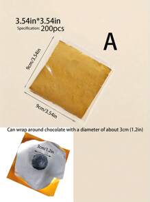 200入組金色鋁箔巧克力糖果包裝紙，DIY派對婚禮生日聖誕節配件，3.54*3.54in，金色家用空氣炸鍋蘸醬料紙，可用於烘焙和炸鍋 - 金色 - 查看 3