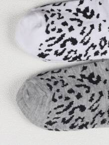 6 Paia/set Calzini Da Donna Senza Visibilità, Rasoterra, Anti-scivolo E Anti-sudore Con Stampa Leopardo Multicolore