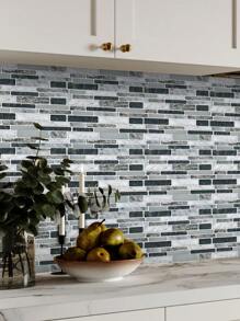 SUPSTICKER 1/25入組大理石紋理3D油污、耐高溫廚房貼紙自粘防水加厚家居裝飾美化可剝式牆貼，9.84x4.72英寸 - 彩色 - 查看 7