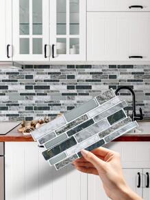 SUPSTICKER 1/25入組大理石紋理3D油污、耐高溫廚房貼紙自粘防水加厚家居裝飾美化可剝式牆貼，9.84x4.72英寸 - 彩色 - 查看 4