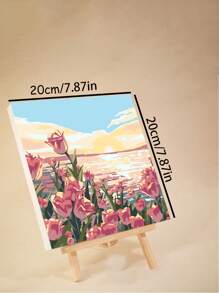 成人顏料按數字塗畫，初學者易畫成人按數字DIY畫作，禮物家居牆壁裝飾20 W X 20 L/30 W X 30 L - 藕粉色 - 查看 2