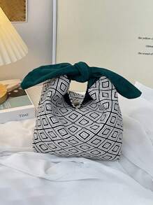 1pc Random Fashionable Portable Bow Knot Design Dirty-Resistant Lunch Box Storage Bag For Students - Multicolor - View 1