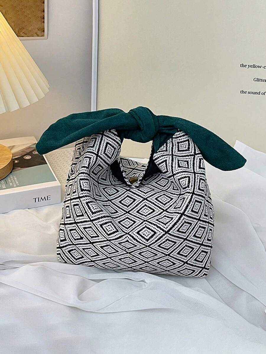 1pc Random Fashionable Portable Bow Knot Design Dirty-Resistant Lunch Box Storage Bag For Students - Multicolor - View 1