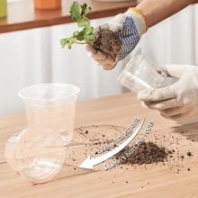 5 chậu ươm cây trong suốt, chậu cây 3,5 inch để trồng cây giống bằng nhựa có lỗ thoát nước, chậu ươm hạt giống hoa ngoài trời có độ trong suốt cao - 5 cái - Xem 4