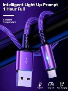 Type C 数据线 120W 超级快速充电线 尼龙编织充电器 USB 数据线 适用于荣耀 OPPO QC3.0 快速充电线 适用于小米 三星 手机配件 USB C 数据线（红色） Nan - 紅色 - 查看 3