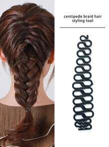 1pc Women's Braid Clips Braiding Tool Roller With Hook Magic Swirling Bun Maker Diy Hairstyle Accessories,Valentine's Day Couple As Gift Hairdressing Tool - Black - View 11