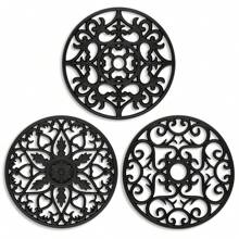 Set Di 3 Pezzi Tradizionali Sottopentola In Silicone - Antiscivolo E Resistente Al Calore, Salvamano Per La Cucina Per Superfici E Tavoli - Sottopentola Per Piatti E Pentole Bollenti - Presine Per Pentole E Padelle - Turchese - nero - Visualizzare 1