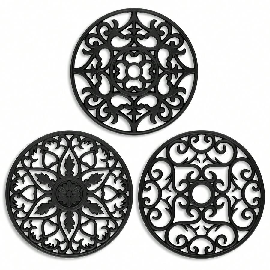 Set Di 3 Pezzi Tradizionali Sottopentola In Silicone - Antiscivolo E Resistente Al Calore, Salvamano Per La Cucina Per Superfici E Tavoli - Sottopentola Per Piatti E Pentole Bollenti - Presine Per Pentole E Padelle - Turchese - nero - Visualizzare 1