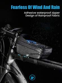 1PC Bike Bag 2L Frame Front Tube Cycling Bag Bicycle Waterproof Phone Case Holder 7.2Inches Touchscreen Bag Accessories, Suitable For Cycling And Riding Motorcycle - Black - View 2
