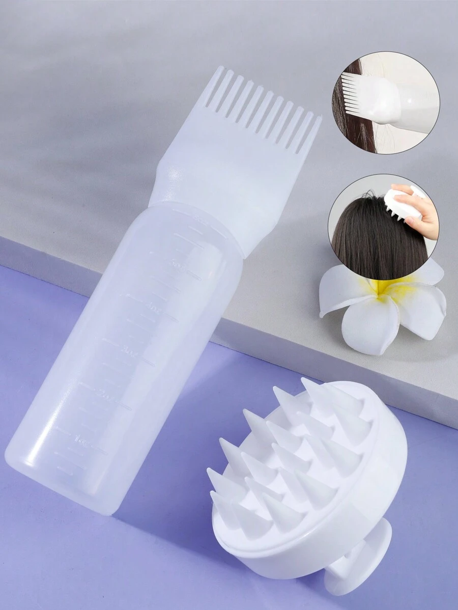 2 chai dầu gội đầu cho thợ làm tóc, chai gội khô + lược chải tóc, chai thuốc nhuộm có vảy, chai thuốc uốn tóc, chai chăm sóc tóc, dụng cụ làm tóc trắng - trắng - Xem 1