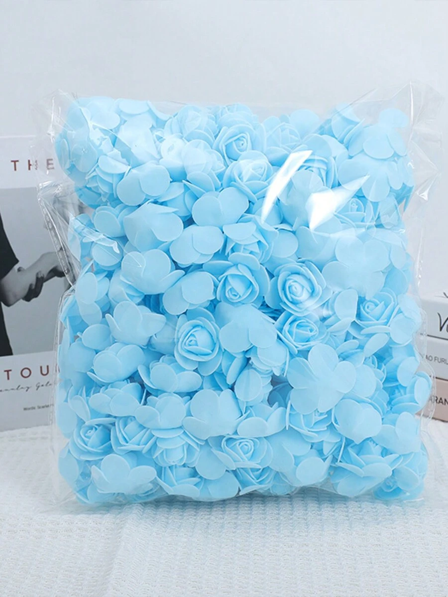 18/50/100 件仿真蓝玫瑰泡沫花迷你泡沫玫瑰头人造花散装适用于 DIY 工艺品、婚礼花束、婴儿洗礼中心、派对桌饰、家居装饰