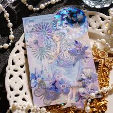 1 gói/40 miếng dán mực trắng cho thú cưng, miếng dán trang trí lịch họa tiết hoa bất đối xứng cổ điển nhẹ - Màu tím hoa cà - Xem 4