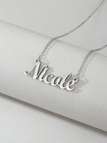 1 Peça Pingente Colar De Aço Inoxidável Dourado E Prateado Com Letra Em Inglês, Colar Fashion Simples E Versátil Para Homens E Mulheres(no Máximo 1 Nome Em Inglês)