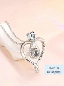 附有愛心項鍊的浪漫玫瑰花盒，鑲有"我愛你"百語玫瑰心形項鍊，適合送給母親、妻子、女友、女兒或閨蜜，為她們慶祝母親節、情人節、聖誕節、紀念日、生日、節日等 - 白色 - 查看 4