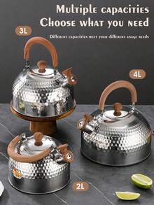 XIYIJIA 1pc Stainless Steel Whistling Kettle, For Indoor & Outdoor Use - Silver - View 10