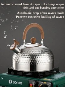 XIYIJIA 1pc Stainless Steel Whistling Kettle, For Indoor & Outdoor Use - Silver - View 5