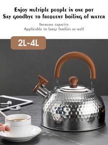 XIYIJIA 1pc Stainless Steel Whistling Kettle, For Indoor & Outdoor Use - Silver - View 4