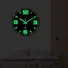 一個12英寸的木質圓形牆鐘,具有發光功能,靜音省電（未附電池）。適用於廚房,臥室和辦公室 - 多色 YGMDF006 - 查看 2