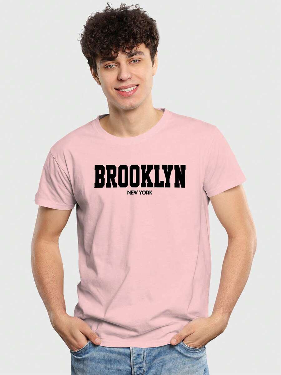 Men T-Shirts - 淺粉色 - 查看 1