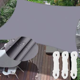 1PC Sun Shade Sail Triangle Rectangle Square Waterproof 98% UV Block Awning Shade Sails Canopy Sunscreen Cover Tents For Patios Garden Swimming Pool Outdoor Camping With Installation Diy Ropes, Light Grey