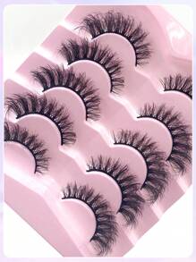 NEW 5 Pairs Lashes Natural Look And Long Faux Mink Eyelashes Fluffy Soft Wispy Curly Cat Eye Fake Eyelashes