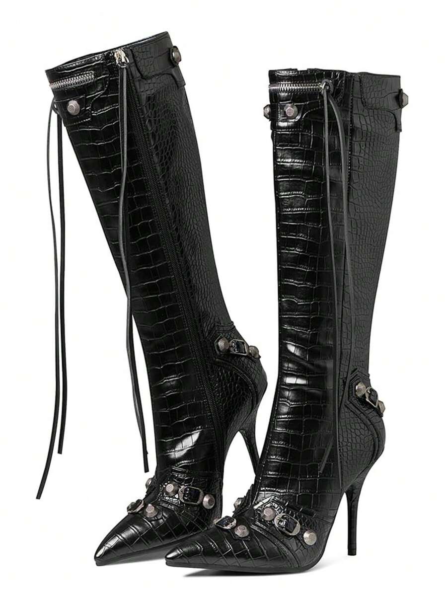 Botas Hasta la Rodilla de Mujer - Negro - Ver 1