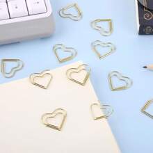 20 piezas de clips de papel en forma de corazón dorado, clips de papel elegantes para clasificar documentos y notas, clips de papel decorativos de metal para el Día de San Valentín - Dorado - Ver 3