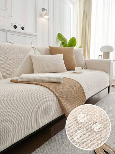 1入組防水玉米絨沙發套,適用於1/2/3/4人座沙發,包括坐墊、扶手套和靠背套,為秋冬季節而設