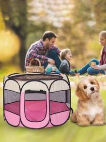 Multifunctional Portable Folding Simple Pet Dog Playpen House - 粉色 - 查看 2