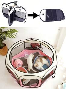 Multifunctional Portable Folding Simple Pet Dog Playpen House - 粉色 - 查看 4