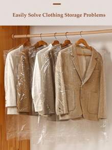 50 pezzi buste in plastica trasparente per lavaggio a secco, buste antipolvere per appendere gli abiti, adatte per uso domestico e negozio (60*90cm, 60*100cm, 60*120cm) (appendini non inclusi), organizer per scuola, insegnanti e studenti, organizer per armadi e cassetti, per camere da letto e armadi, per appendere vestiti, abiti, camicie e cappotti - Trasparente - Visualizzare 8