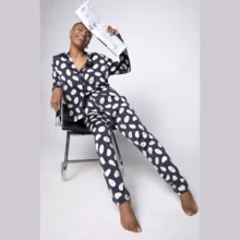 Women Pajama Sets - 黑色 - 查看 3