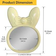 Simmer Stone Rabbit Ear Bow Asymmetric Makeup Mirror Tabletop Vanity Mirror Cosmetic Desktop Mirror Hanging Wall Mirrors Desk Countertop Dressing For Home Bedroom Decorative - Yellow - View 7