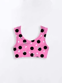 Children's Bikini Cropped Top Double Lined Girl Summer Fun Print Pink Premium - Xem 3