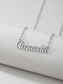1 Peça Pingente Colar De Aço Inoxidável Dourado E Prateado Com Letra Em Inglês, Colar Fashion Simples E Versátil Para Homens E Mulheres(no Máximo 1 Nome Em Inglês)