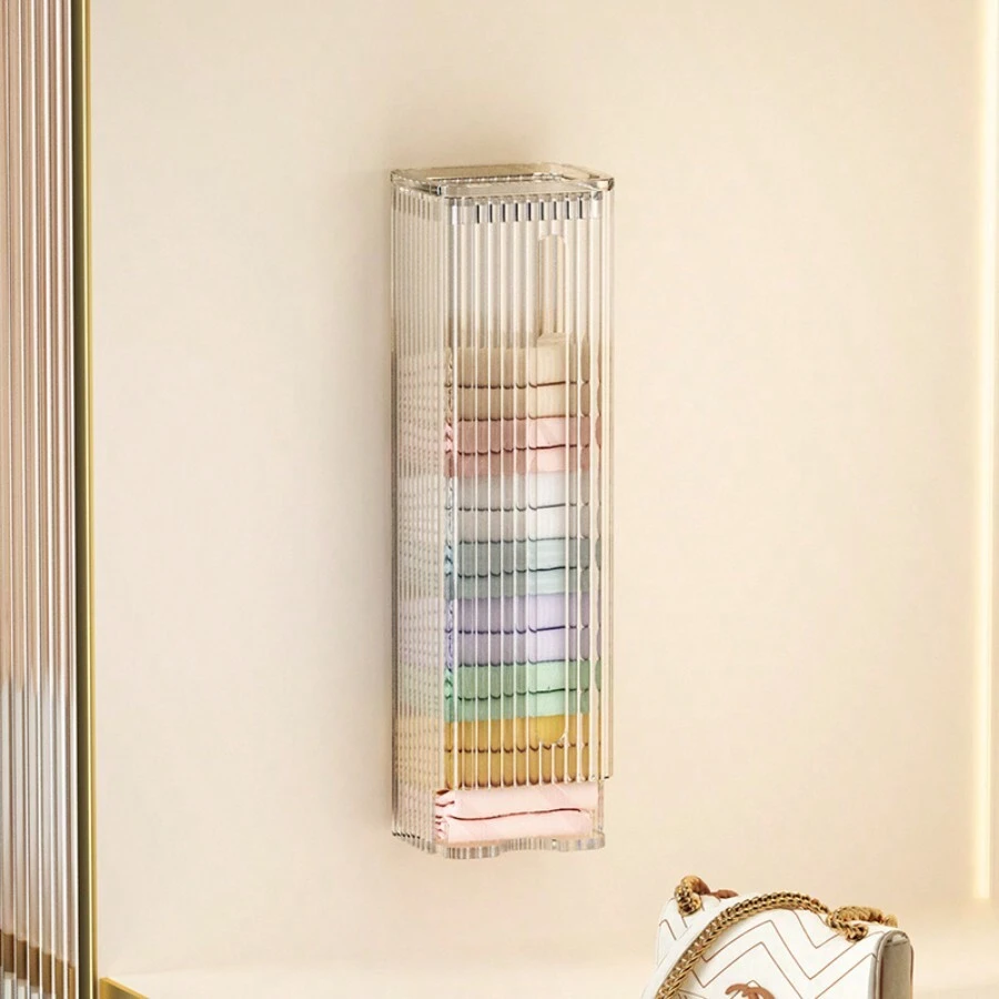 1 Miếng Thú cưng Chất liệu Trong suốt Hộp lưu trữ đồ lót Với Nắp , Xung quanh 6 Của Đồ lót , Với Trở lại Keo dán , Gắn trên tường Đối với Áo ngực , Vớ , Quần short , - Màu trắng trong suốt - Xem 1