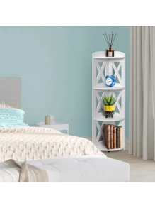 1 Pz Estante Esquinero Organizador Multiusos Sala de Estar Recámara Baño Cocina Soporte Decoración - Blanco - Ver 6