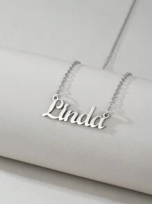 1 Peça Pingente Colar De Aço Inoxidável Dourado E Prateado Com Letra Em Inglês, Colar Fashion Simples E Versátil Para Homens E Mulheres(no Máximo 1 Nome Em Inglês)