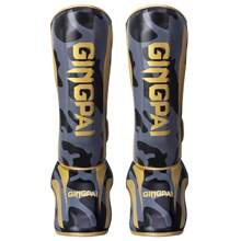 1 Pair Camouflage & Golden Color Professional Extra Thick Boxing & Muay Thai Shin Guards With Foot Protection For Free Fighting And Combat Training For Teens, Mma, Thai Kickboxing, Karate, Taekwondo, Sanda, Training - Gold - View 2