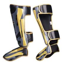 1 Pair Camouflage & Golden Color Professional Extra Thick Boxing & Muay Thai Shin Guards With Foot Protection For Free Fighting And Combat Training For Teens, Mma, Thai Kickboxing, Karate, Taekwondo, Sanda, Training - Gold - View 3